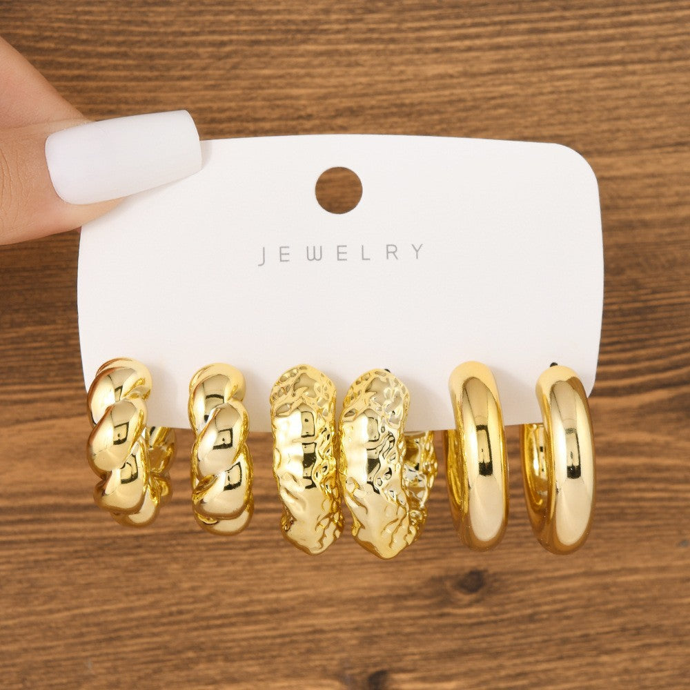 UNI-12029 - Gold Foil Series Hoop - Earrings Set Style 9