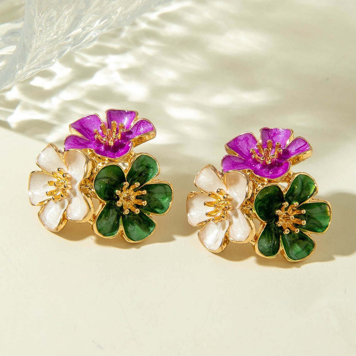 UNI-12841 - Multi Flowers Gold - Earring Style 2
