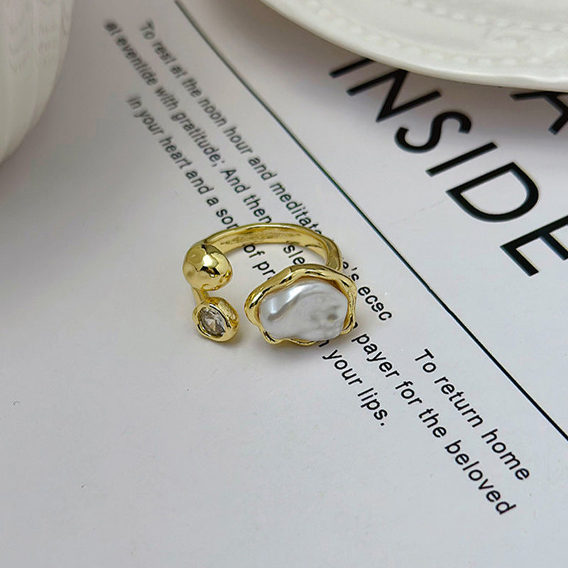 UNI-12687 - Pearl & Diamond Gold Foil - Ring
