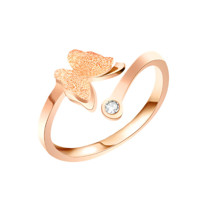 SS-11493 - Luxury Rose Gold Butterfly - Ring