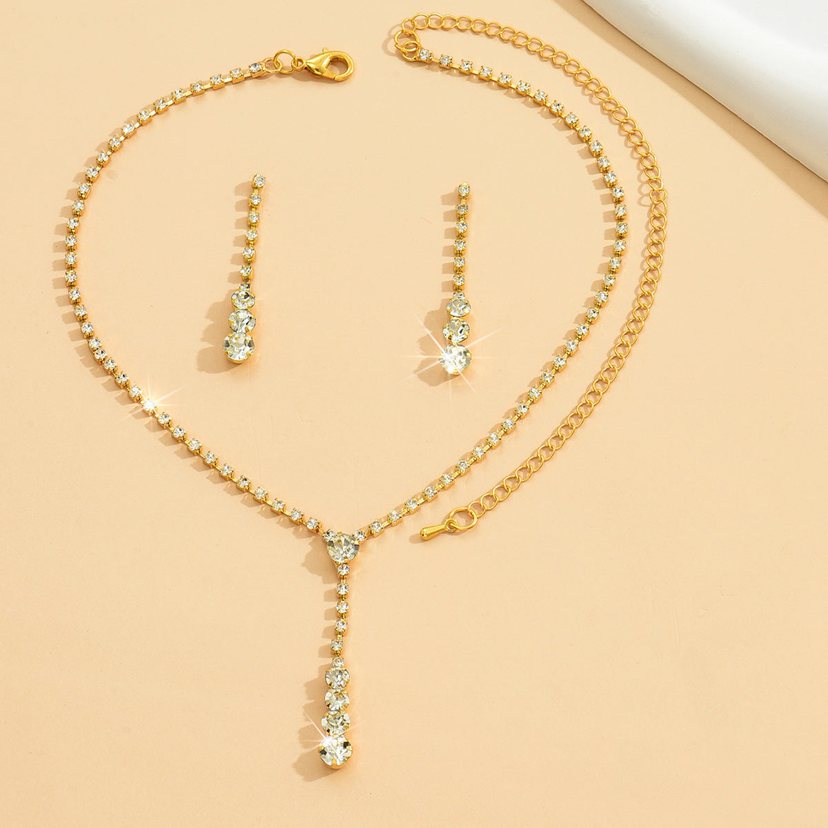 UNI-11371 - White Crystal Dimond's Gold - Jewelry Set
