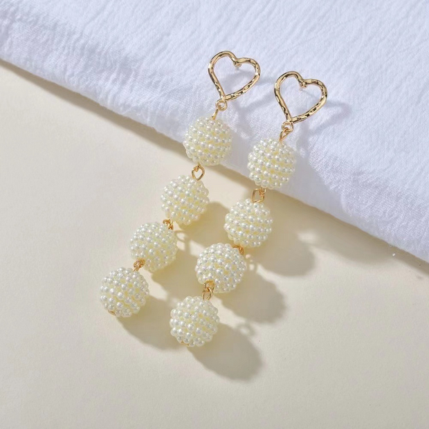 UNI-10074 - Beaded Pear Heart Gold - Earring
