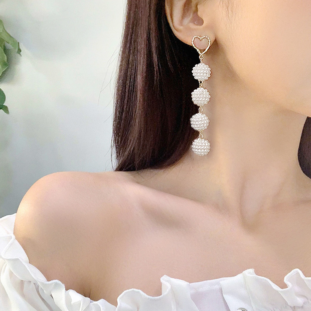 UNI-10074 - Beaded Pear Heart Gold - Earring