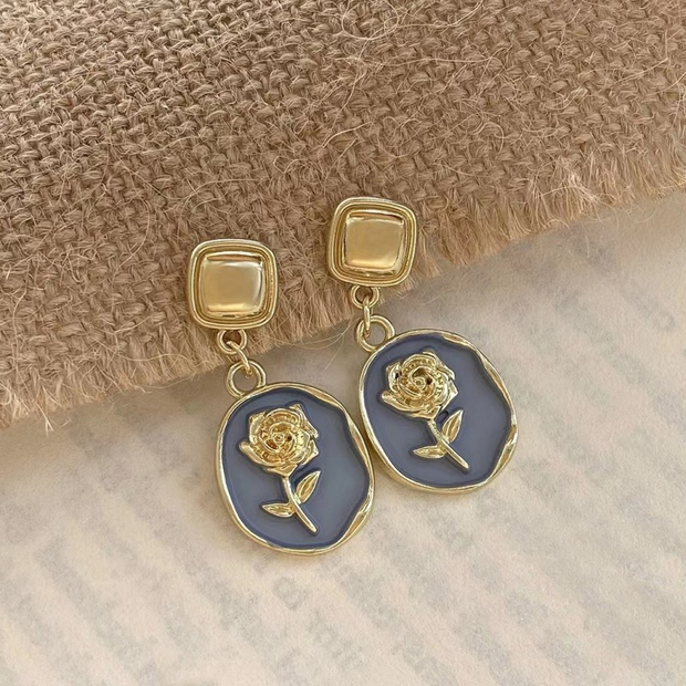 UNI-10377 - Rose Flower Gold - Earring