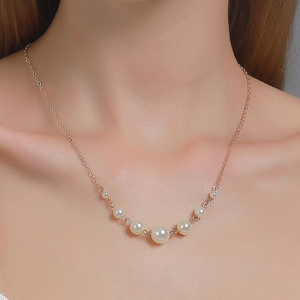 UNI-10451 - White Pearl Gold - Necklace