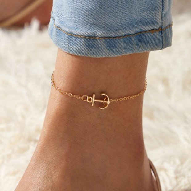 UNI-10698 - Gold Anchor - Anklet