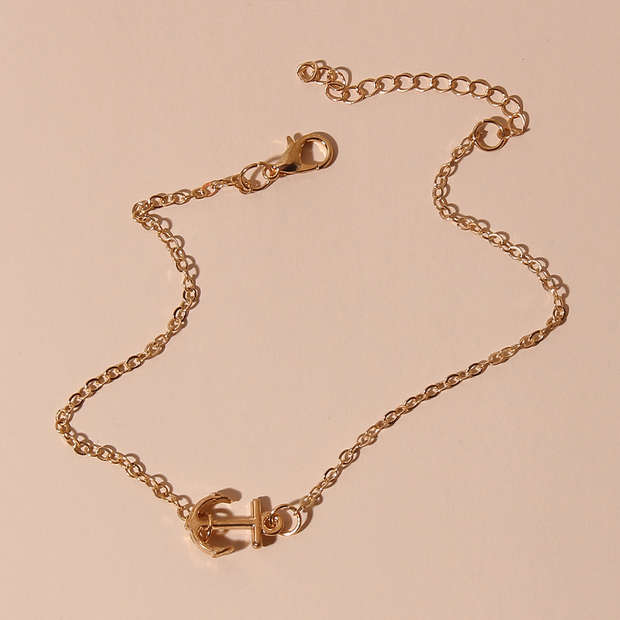 UNI-10698 - Gold Anchor - Anklet