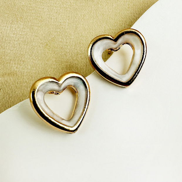 UNI-11232 - Heart Gold White - Earring