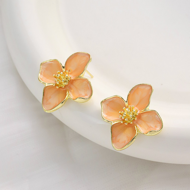 UNI-10305-2 - Pink Shiny Flower - Earring