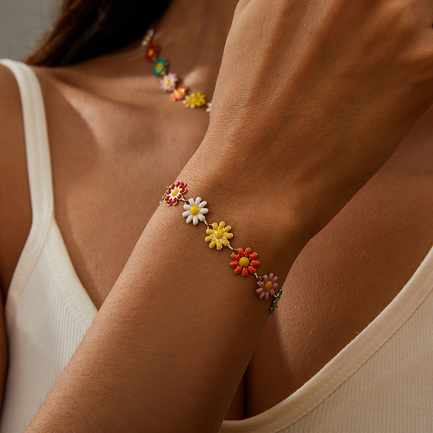 UNI-10787 - Daily Flowers Multi Colors Gold - Bracelet