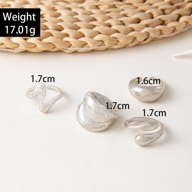 UNI-11117 - Luxury Silver - Ring Set Of 4 - Style 1