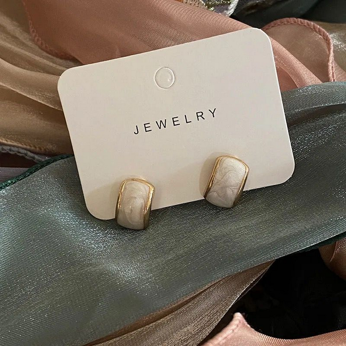 UNI-10227 - Marbled Gold  - Earring