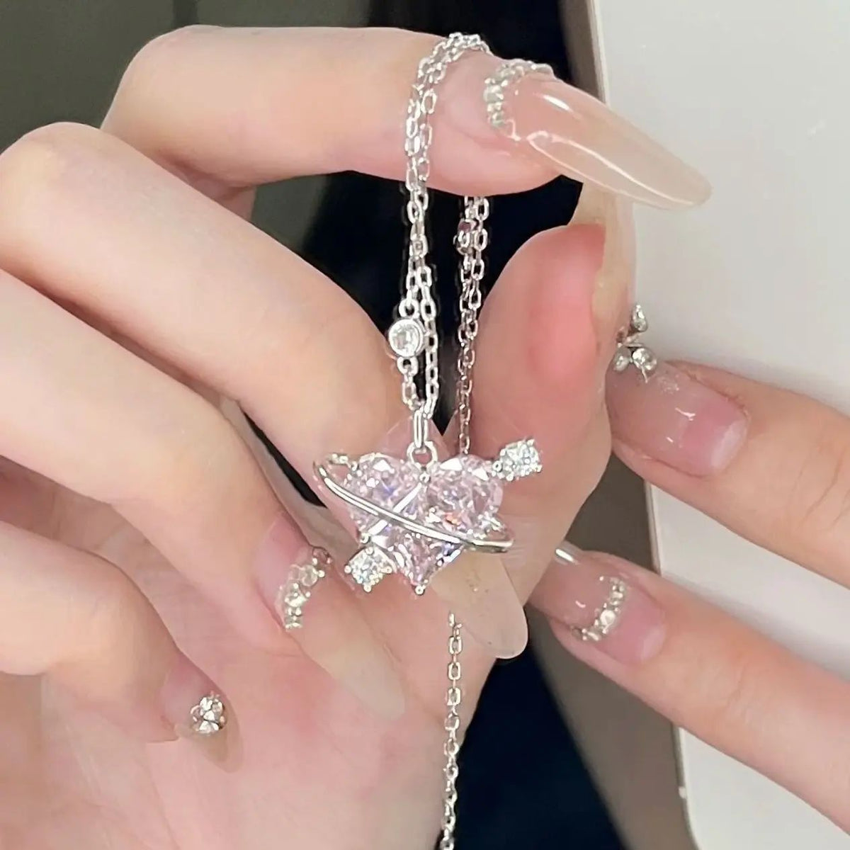 UNI-12325- Crystal Diamond Heart - Necklace