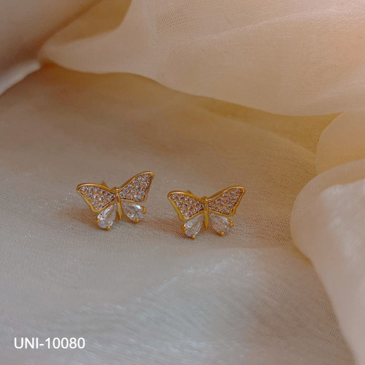 UNI-10080 - Diamond Butterfly Gold - Earring