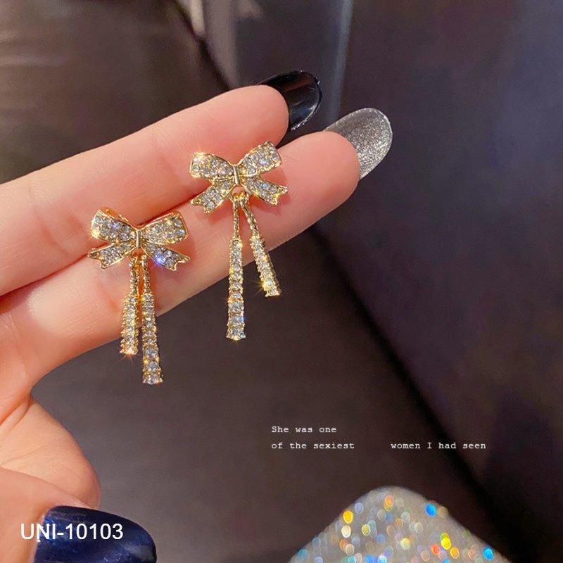 UNI-10103 - Sparkle Diamonds Bow Gold - Earring