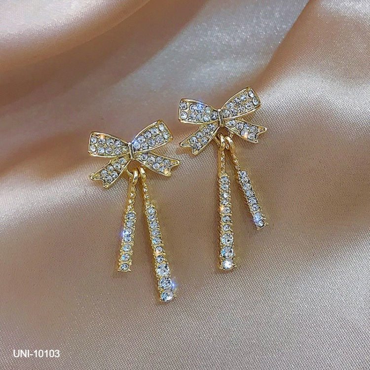 UNI-10103 - Sparkle Diamonds Bow Gold - Earring