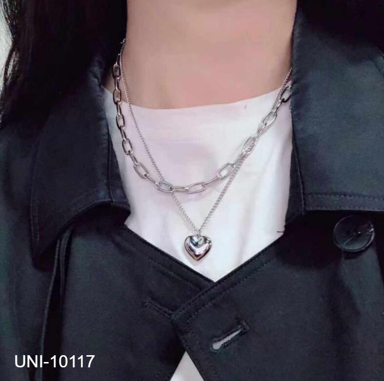 UNI-10117 - Double Layer Heart Gold - Necklace