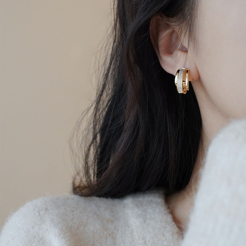 UNI-10005 - White Pastel Gold Glam - Earring