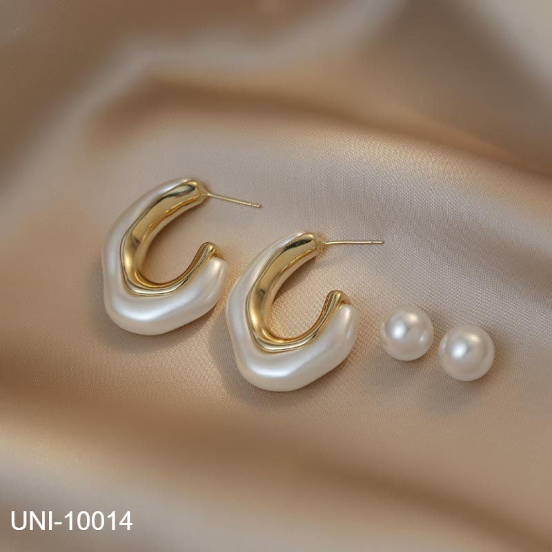 UNI-10014 - Pearly Shaped Gold - Earring