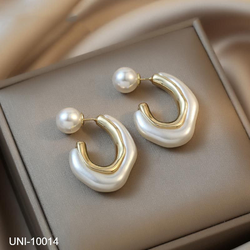 UNI-10014 - Pearly Shaped Gold - Earring