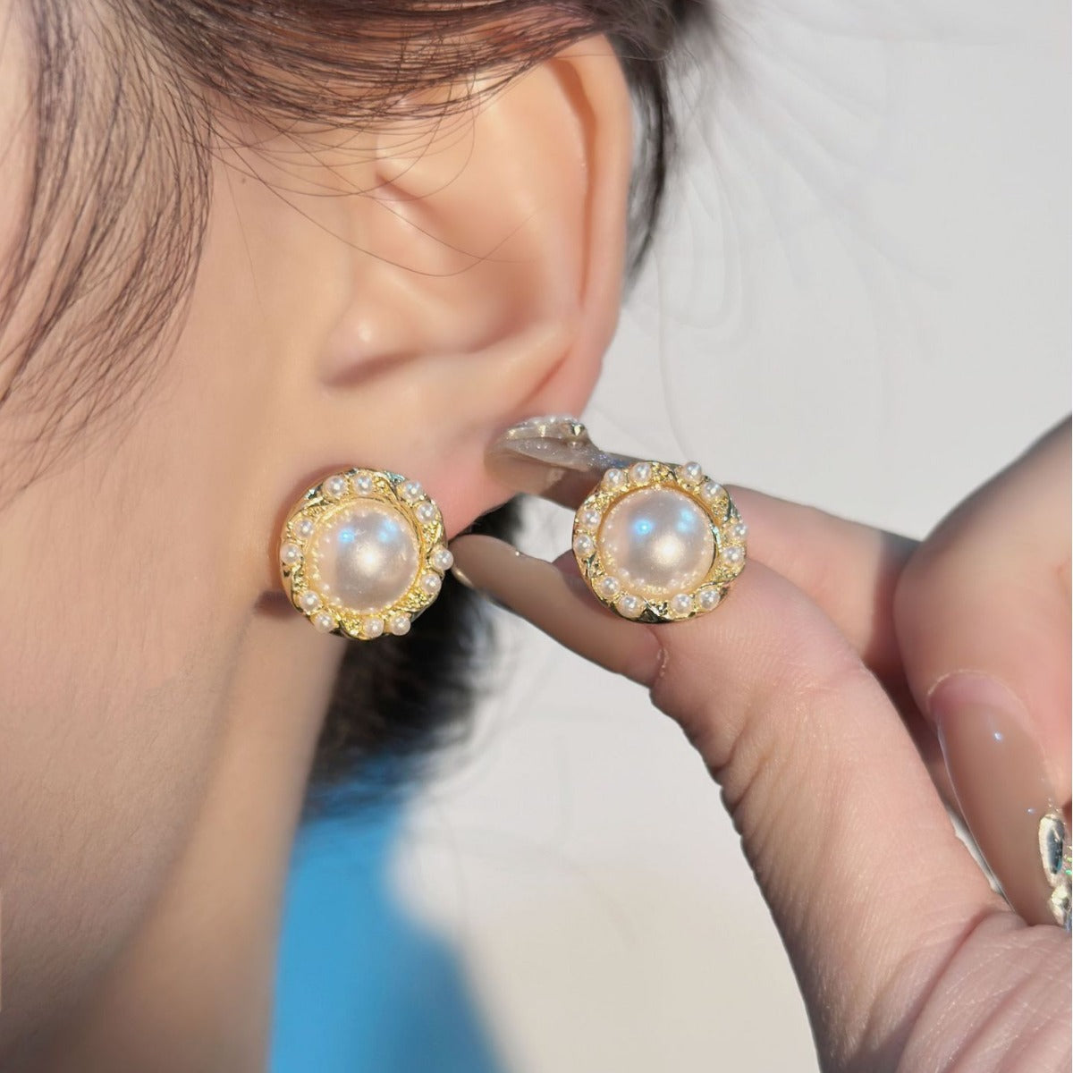 UNI-10043 - Round Pearl Beads - Earring