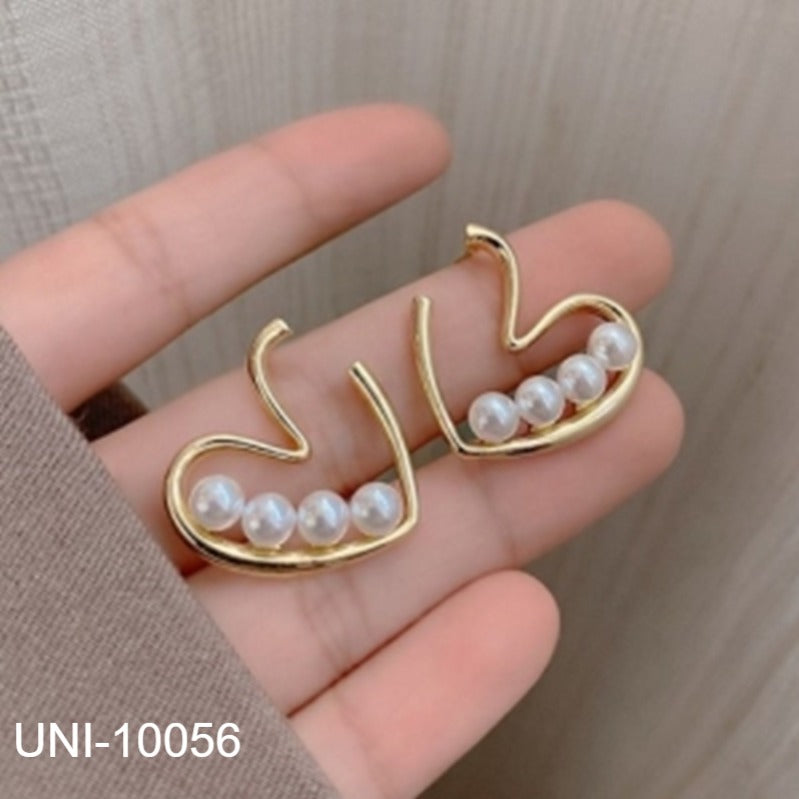 UNI-10056 - Elegant Pearl Heart - Earring