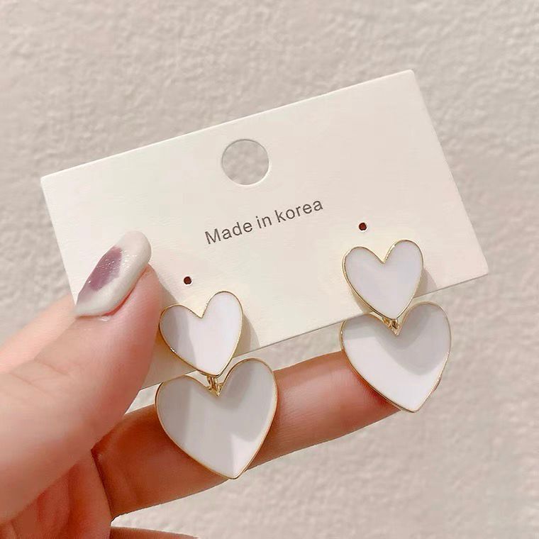 UNI-10062 - White Pastel Heart - Earring
