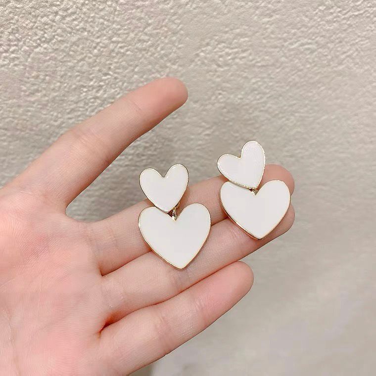 UNI-10062 - White Pastel Heart - Earring