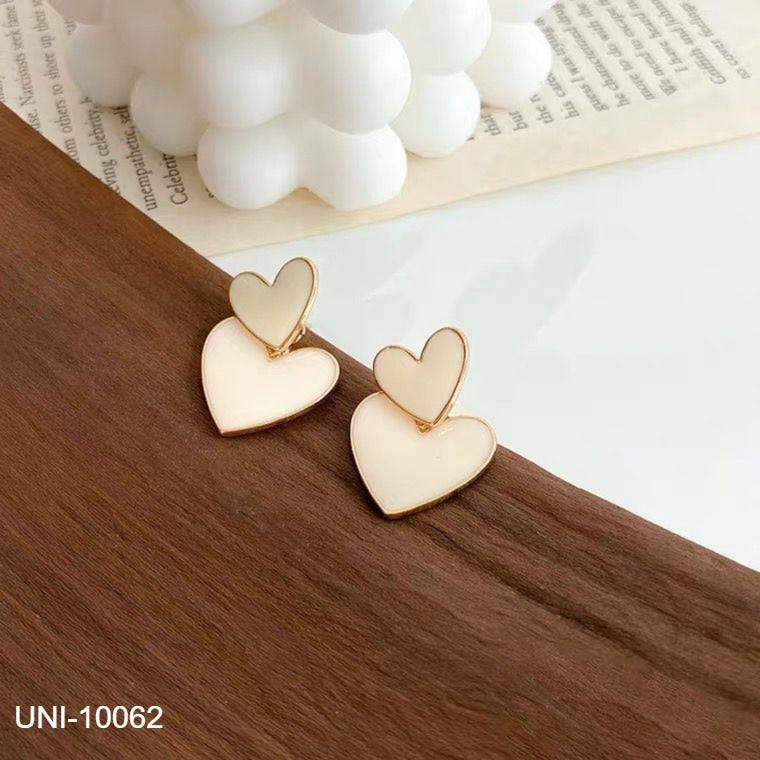 UNI-10062 - White Pastel Heart - Earring