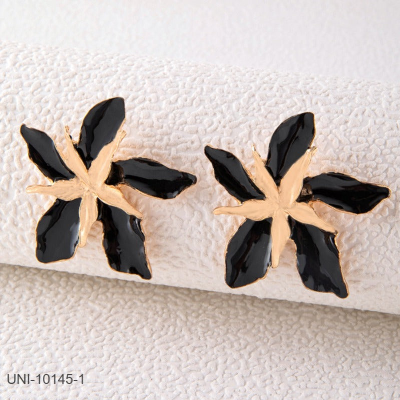 UNI-10145-1 - Black & Gold Star Fish - Earring