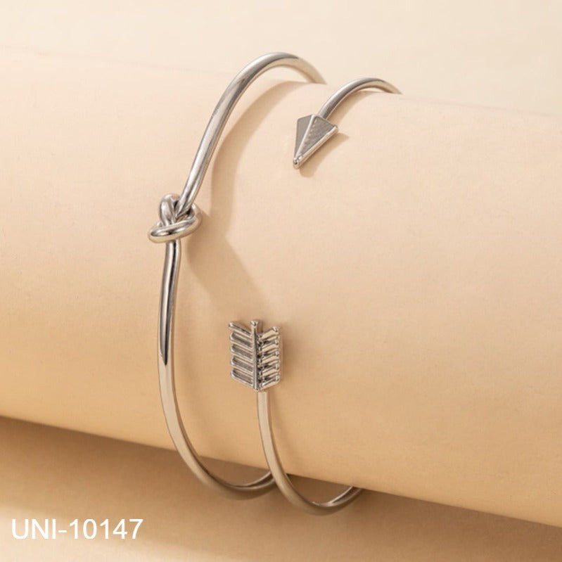 UNI-10147 - Silver Bangle - Bracelet Set Of 2