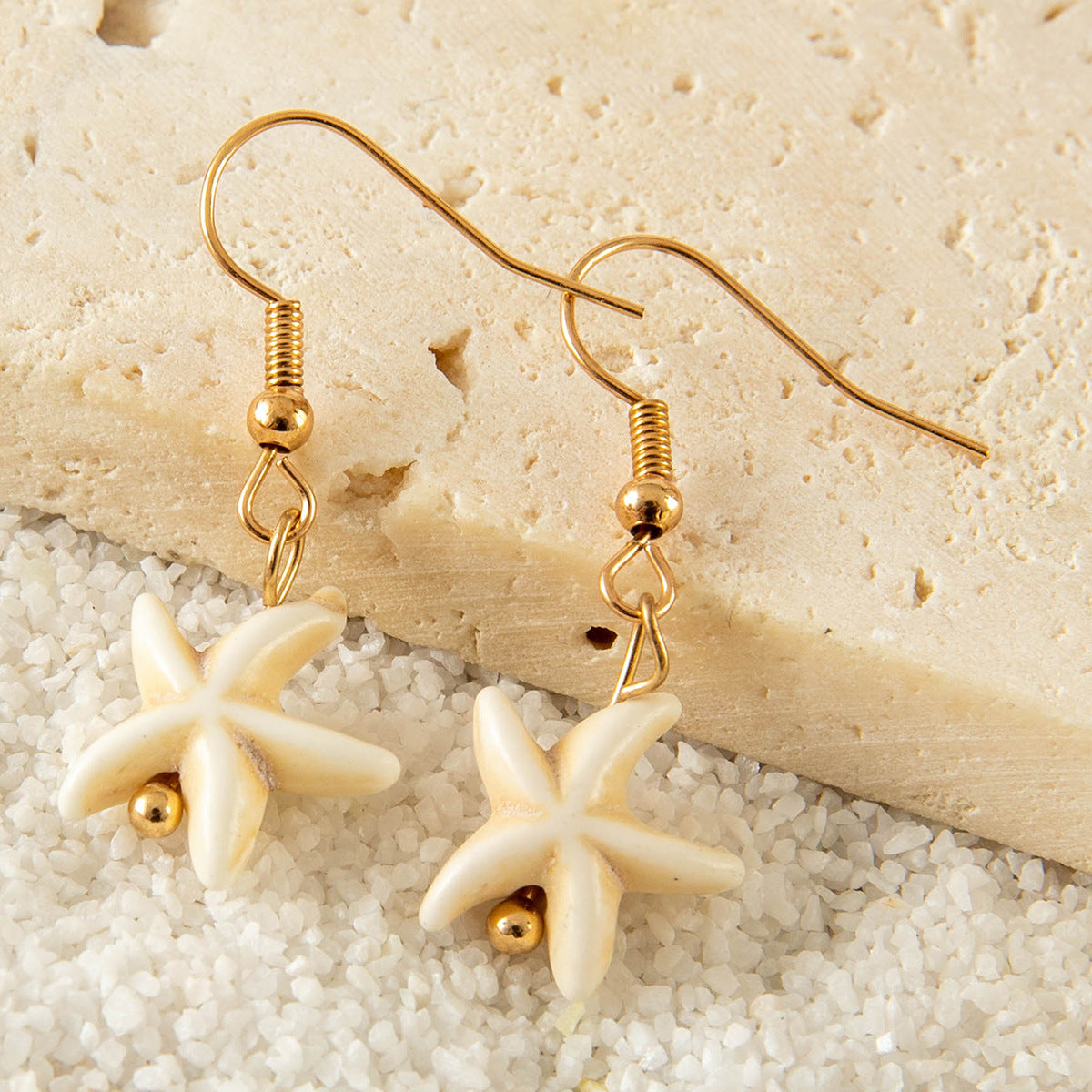UNI-10148 - White Star Fish - Earring