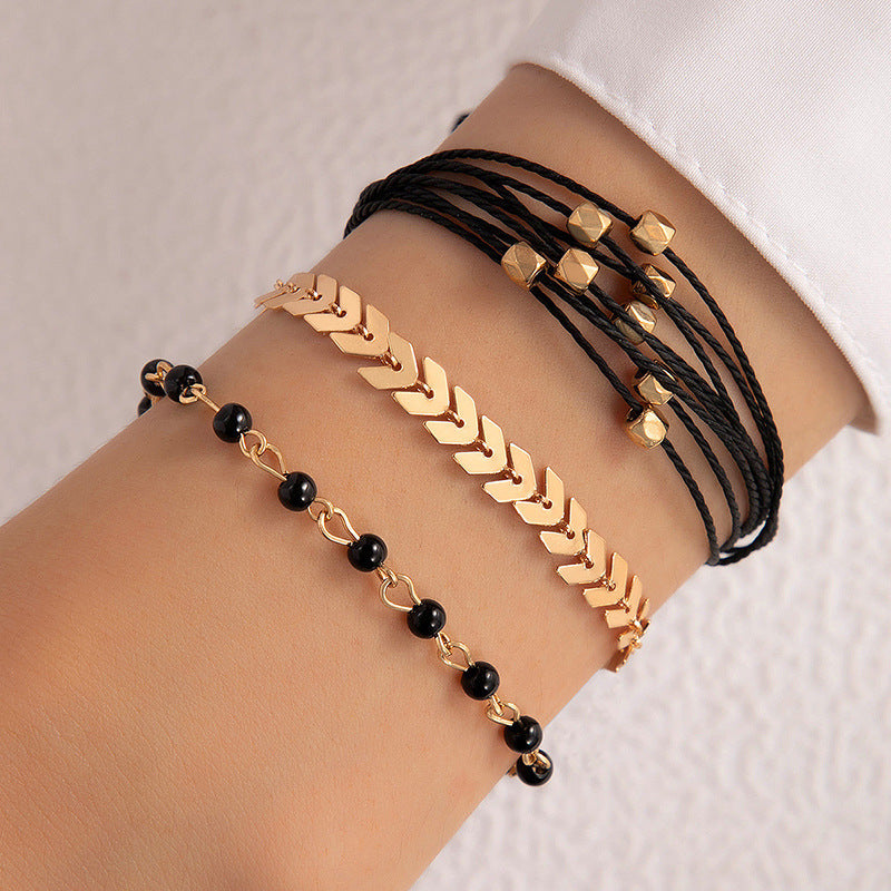 UNI-10154-2 - Black & Gold - Bracelet Set Of 3