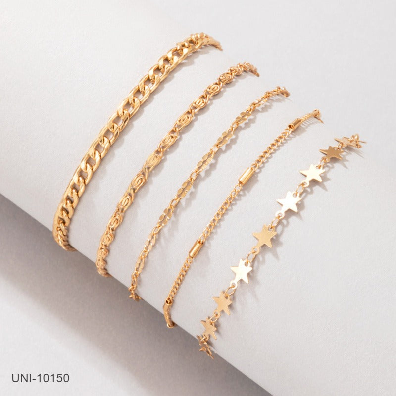 UNI-10150 - Gold Sparkle Stars - Bracelet Set Of 5