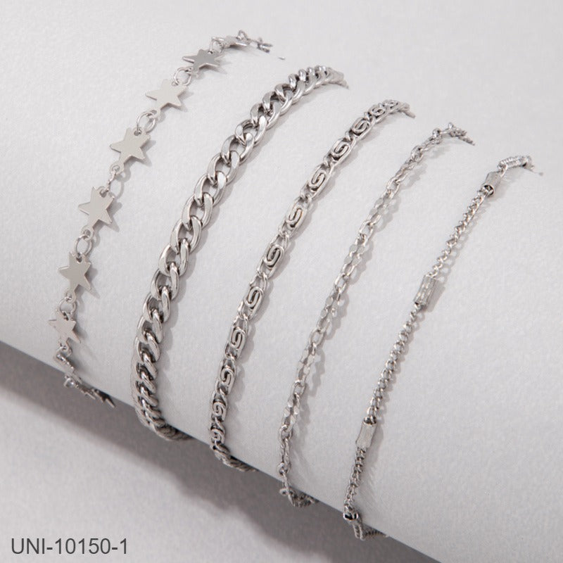 UNI-10150-1 - Silver Sparkle Stars - Bracelet Set Of 5