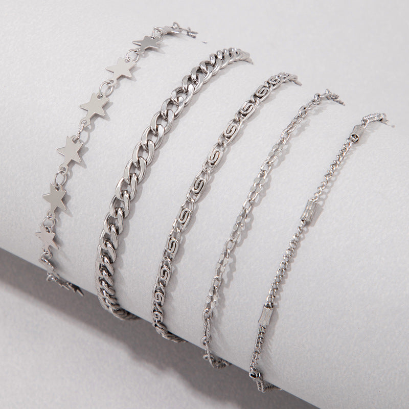 UNI-10150-1 - Silver Sparkle Stars - Bracelet Set Of 5