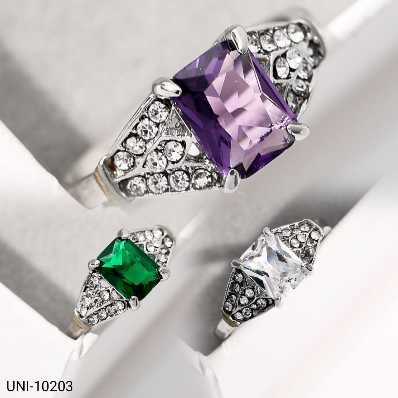 UNI-10203 - Crystal Gem Silver - Ring