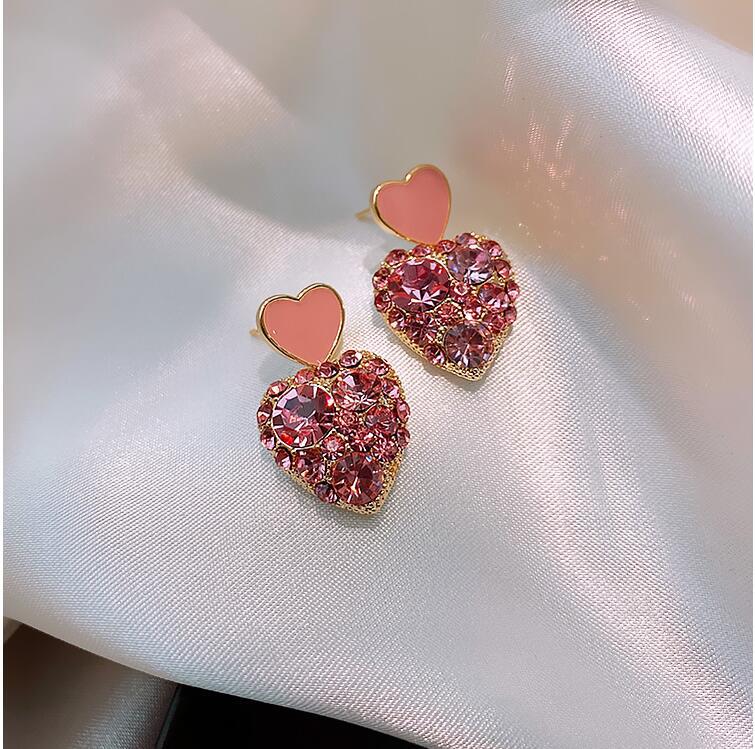 UNI-10222-2 - Pink Heart Diamond - Earring