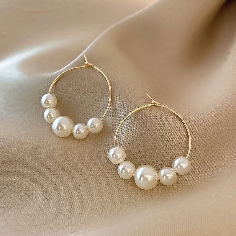 UNI-10238 - Beaded Pearls Gold   - Earring