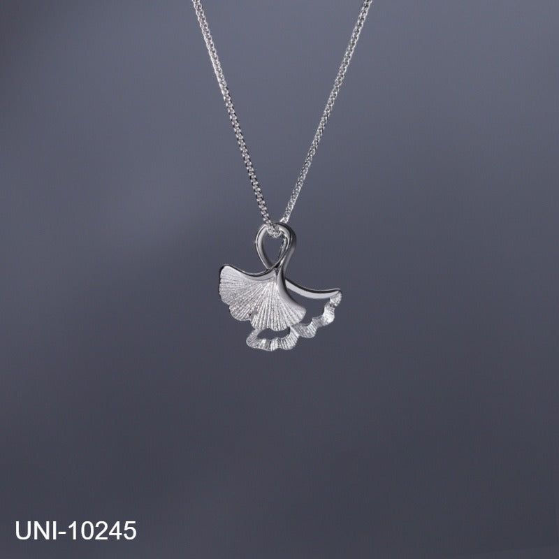 UNI-10245 - Almond Leaf Silver - Necklace