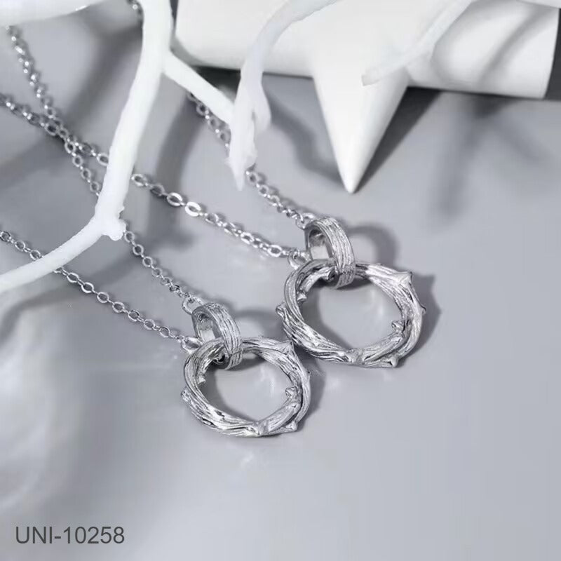 UNI-10258 - Silver Foiled Circle - Necklace