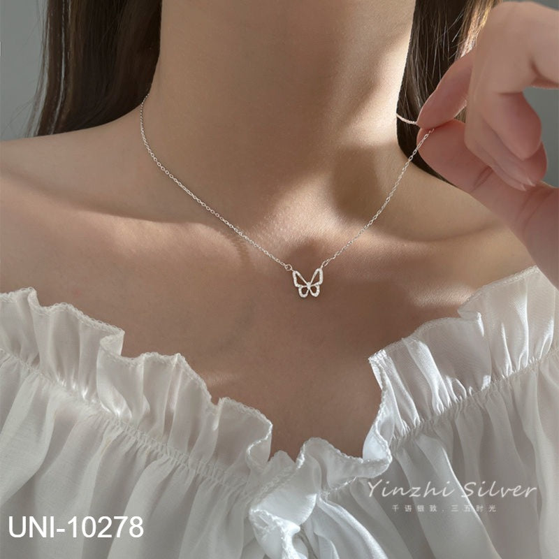 UNI-10278 -  Silver Butterfly - Necklace