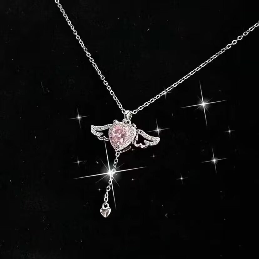 UNI-10282 -  Sparkle Pink Heart  - Necklace