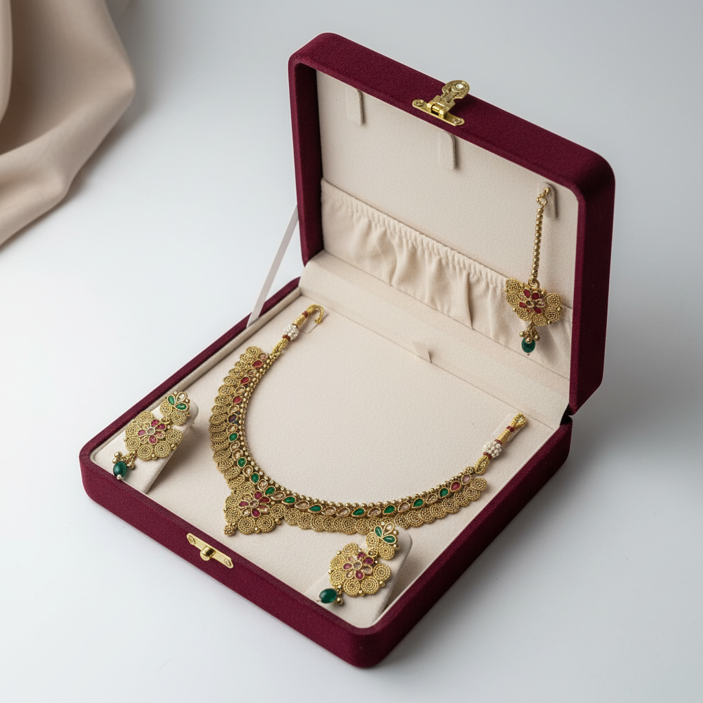 PJ-211 - Diamonds & Gold Pearl Flowers - Jewelry Set