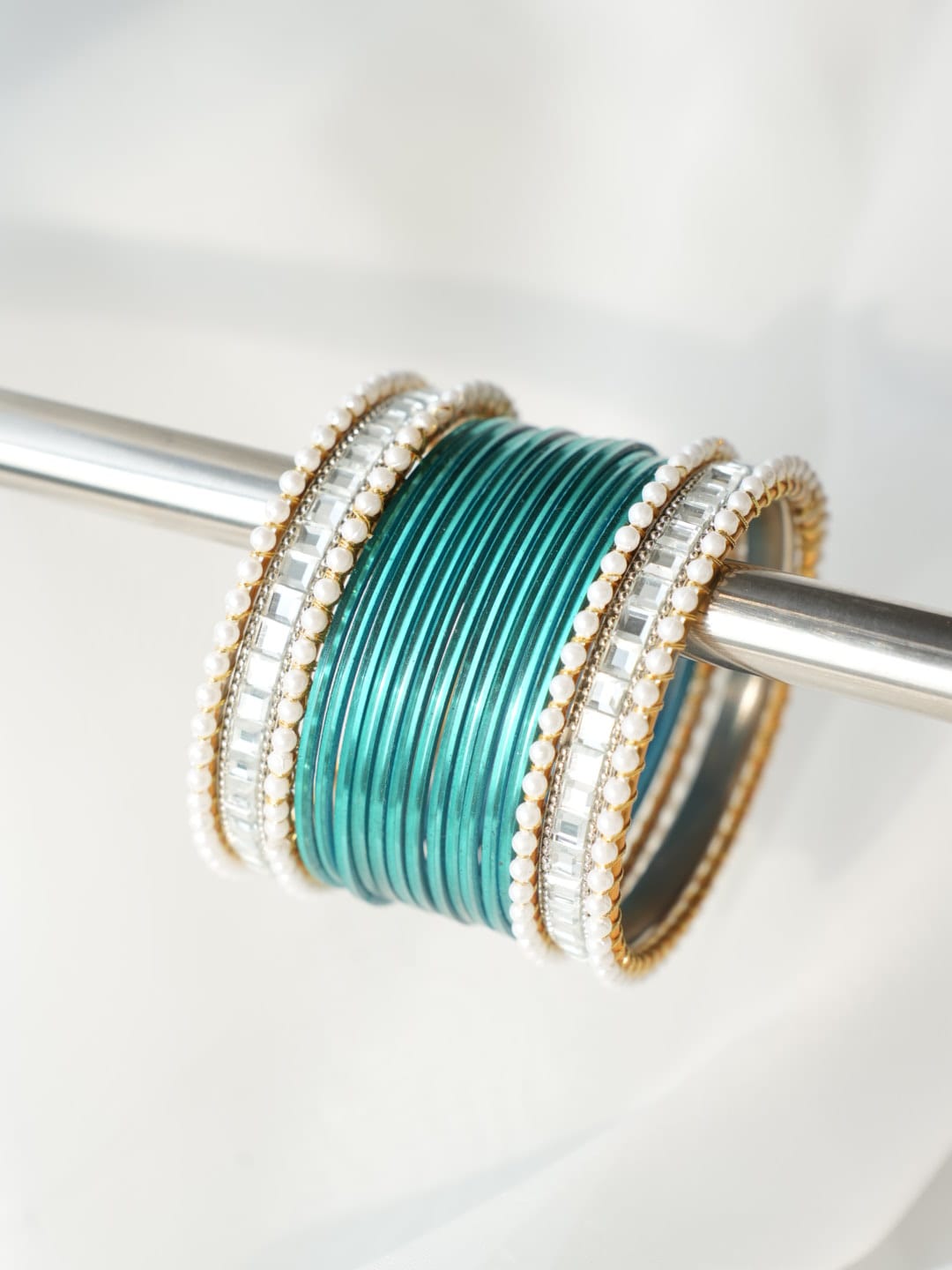 CH-49 - Classy Navy Pine Green Bangles - Choorian Set