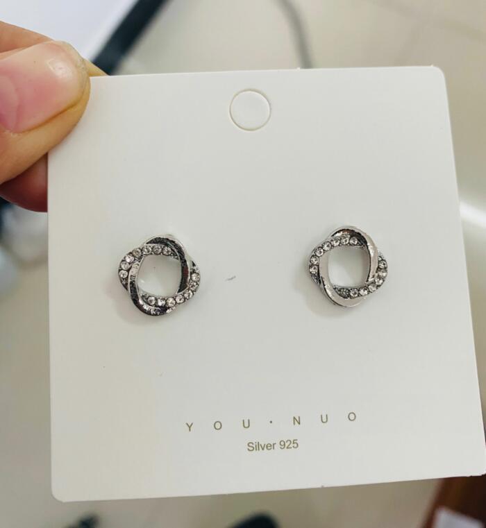 UNI-10002- Geometric Circle Diamonds Gold - Earring