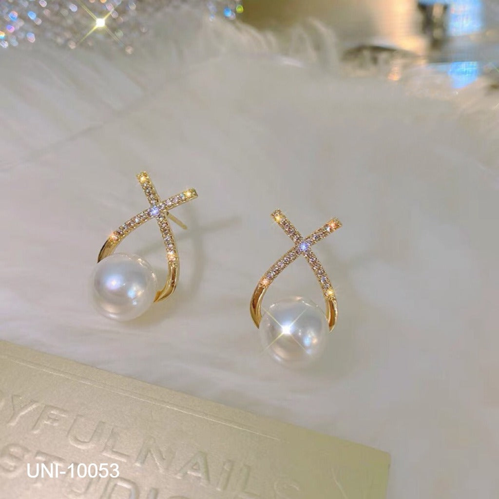 UNI-10053 - Faux Pearl Diamonds - Earring