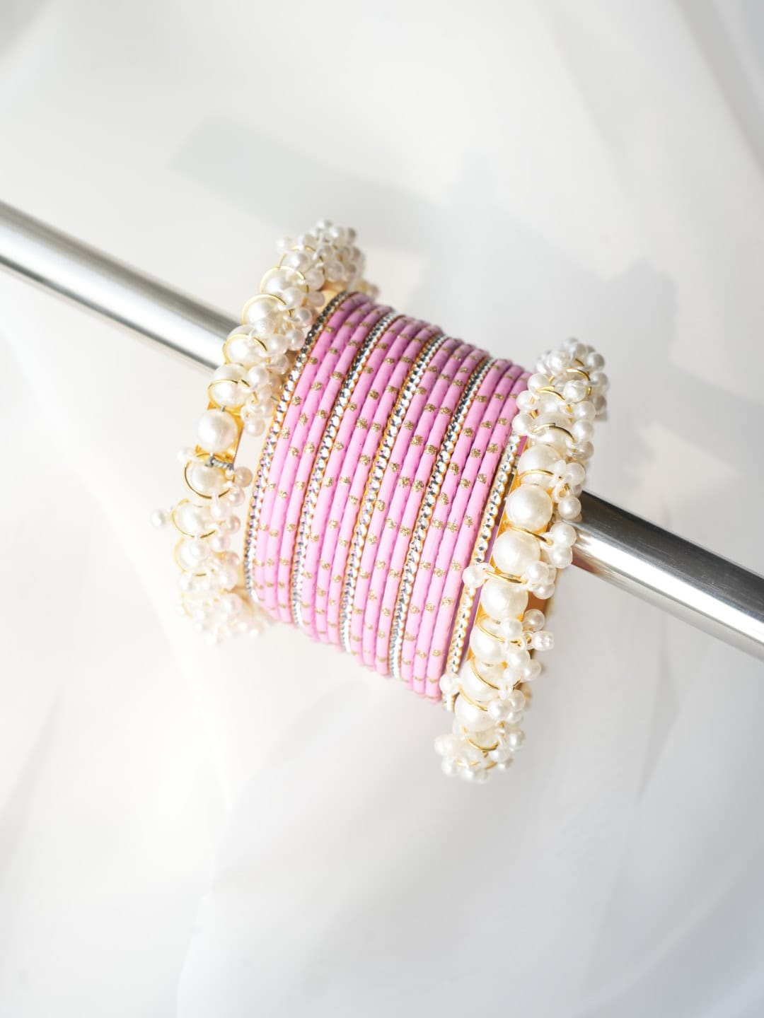 CH-34 - Pearly Bangles & Pink - Choorian Set