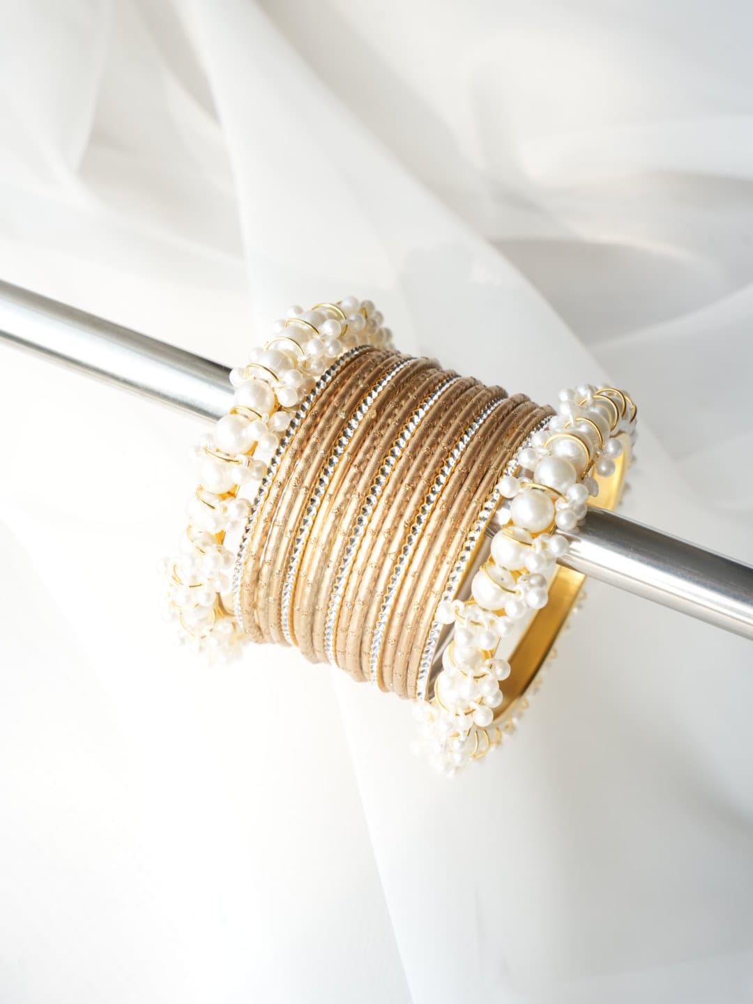 CH-37 - Pearly Bangles & Gold - Choorian Set