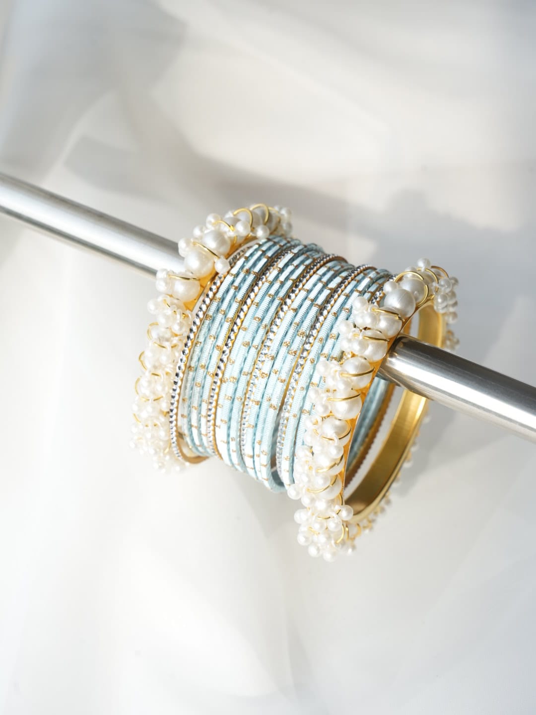 CH-41- Pearly Bangles & Blue - Choorian Set